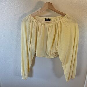 PrettyLittleThing Light Yellow Gathered Blouse